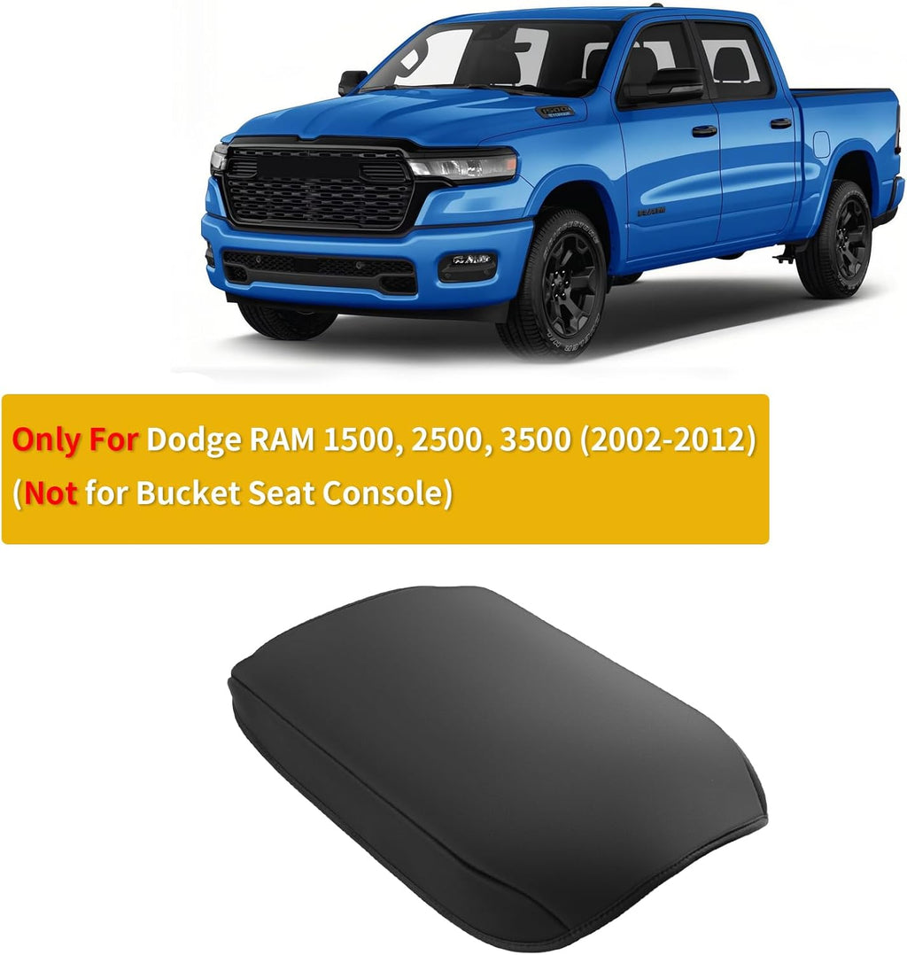 GIANT PANDA Custom Fit Center Console Cover for Dodge RAM 1500 2500 3500 2002 2003 2004 2005 2006 2007 2008 2009 2010 2011 2012 with Jump Seat - Neoprene Armrest Center Cover - Full Protection-Black
