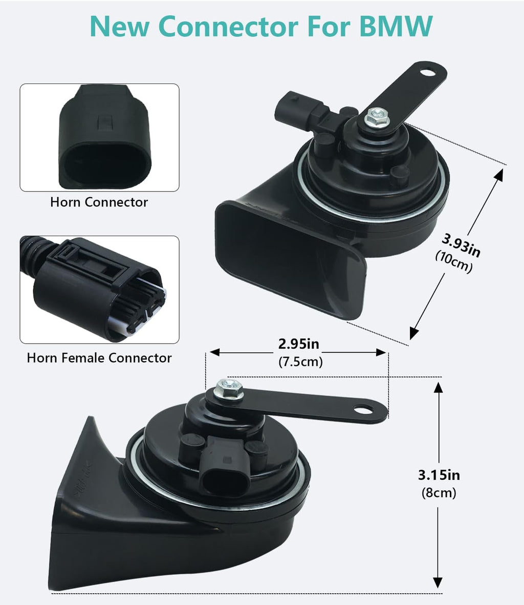 Car Horn Kit for BMW 12V Loud Waterproof Auto Horn, High Low Dual Tone 126 Decibel, Replacement for BMW