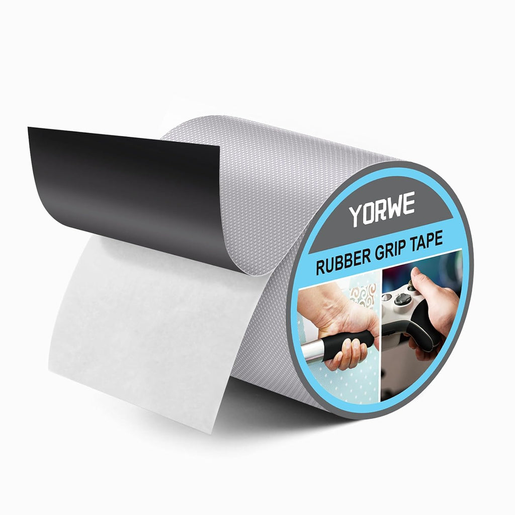 Rubber Grip Tape, Ultra-Thin Strong Adhesive Anti-Slip Waterproof Heat Resistant Wear-Resistant Cushion Pad, Making Handles or Contact Surfaces Safer, with Grip and Comfort (Gray, 4In x 10Ft)