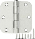 12 Pack Brushed Nickl Door Hinges 3.5 Inch x3-1/2 5/8 Radius Round Interior Hinge 3 ½" Satin Silver Heavy Duty Steel Iron Hardware for Bifold Standard Doors Home House Decor Accessories Kits