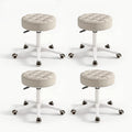 Small Chair Round Rolling Stool with Wheels PU Leather Height Adjustable Swivel Drafting Work SPA Salon Stools Home Office Chair