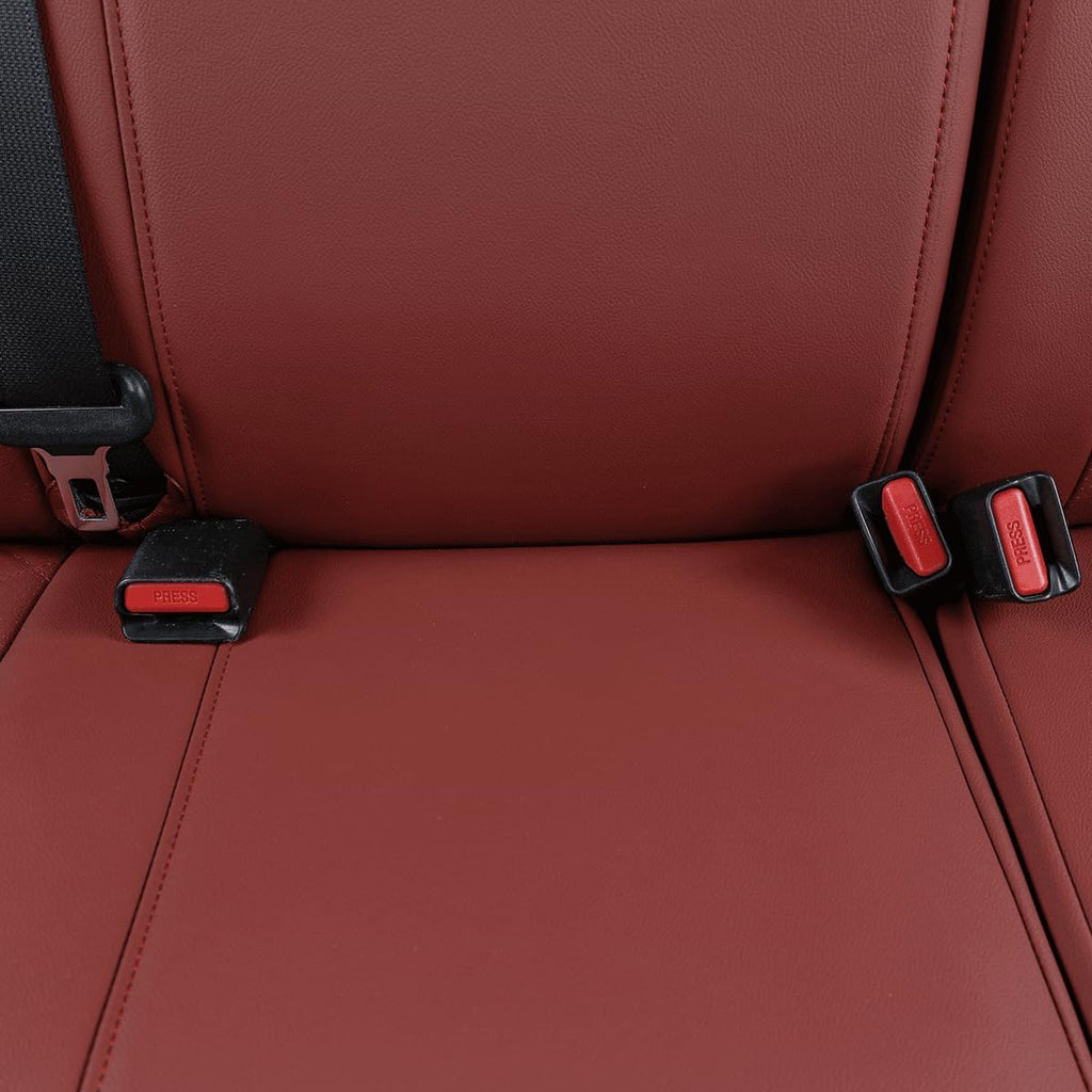 EKR Custom Fit Tacoma Car Seat Covers for Select Toyota Tacoma 2024 2025 Xtra Cab SR - Full Set,Leather(Burgundy)