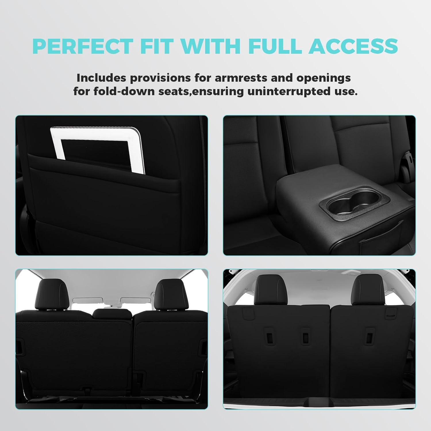 Custom for Honda Pilot Seat Covers - Car Seat Protectors Full Set for Pilot LX EX 2016 2017 2018 2019 2020 2021 2022-8 Seats,Faux Leather Full Coverage Waterproof, Black