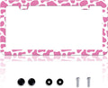 Pink Cow Print License Plate Frame Animal Texture License Plate Frames Personalise Stainless Steel Funny Design Compatible with Standard License Plate Holder for USA Canada 6 X 12 Inch with Screws