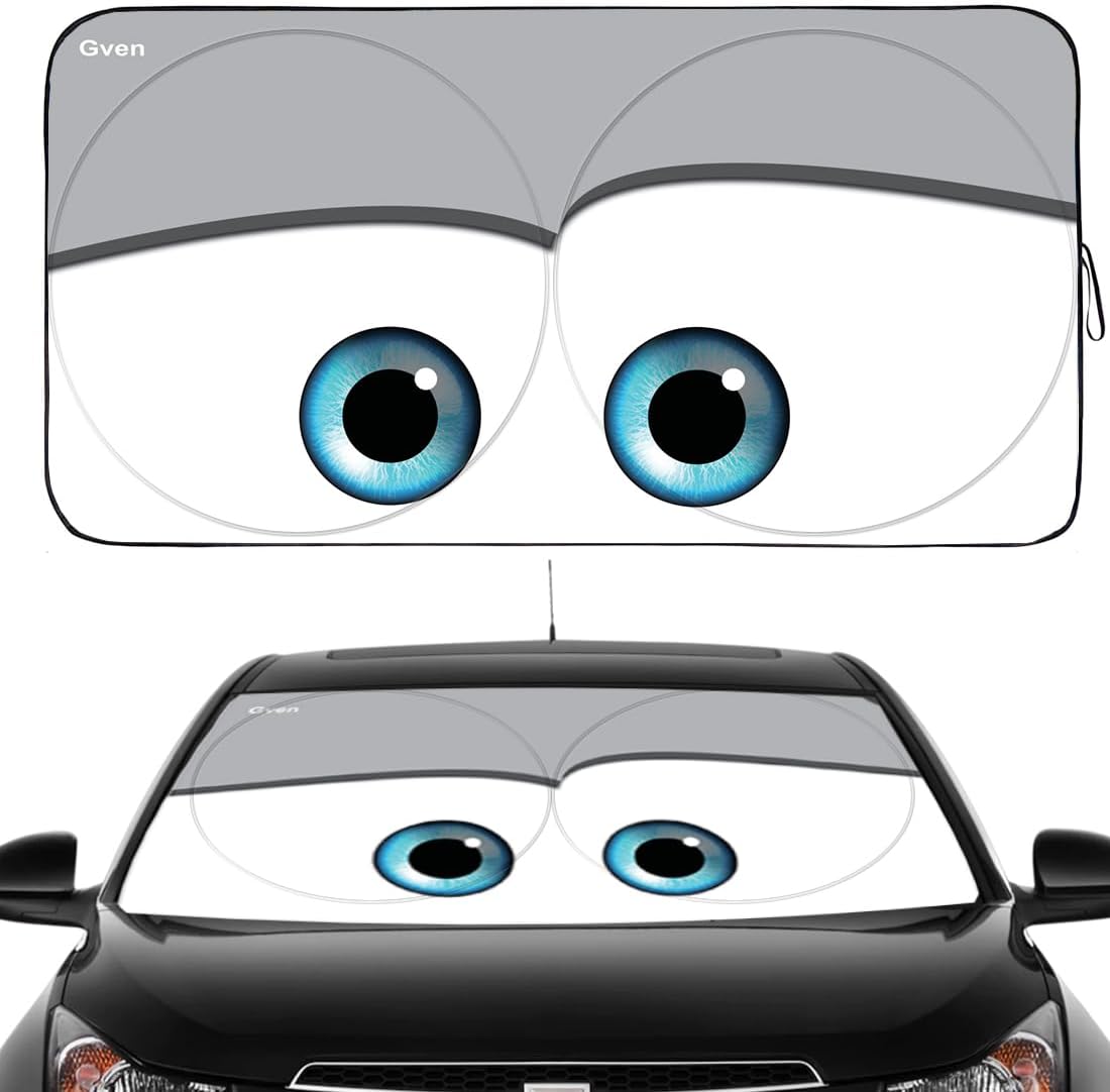Gven Windshield Sun Shade 2025 Windshield Cover Sun Shade Automotive Interior Sun Protection Front Windshield Car Eyes Sun Visor Protector Blocks UV Rays Keep Your Vehicle Cool (Grey, XL)