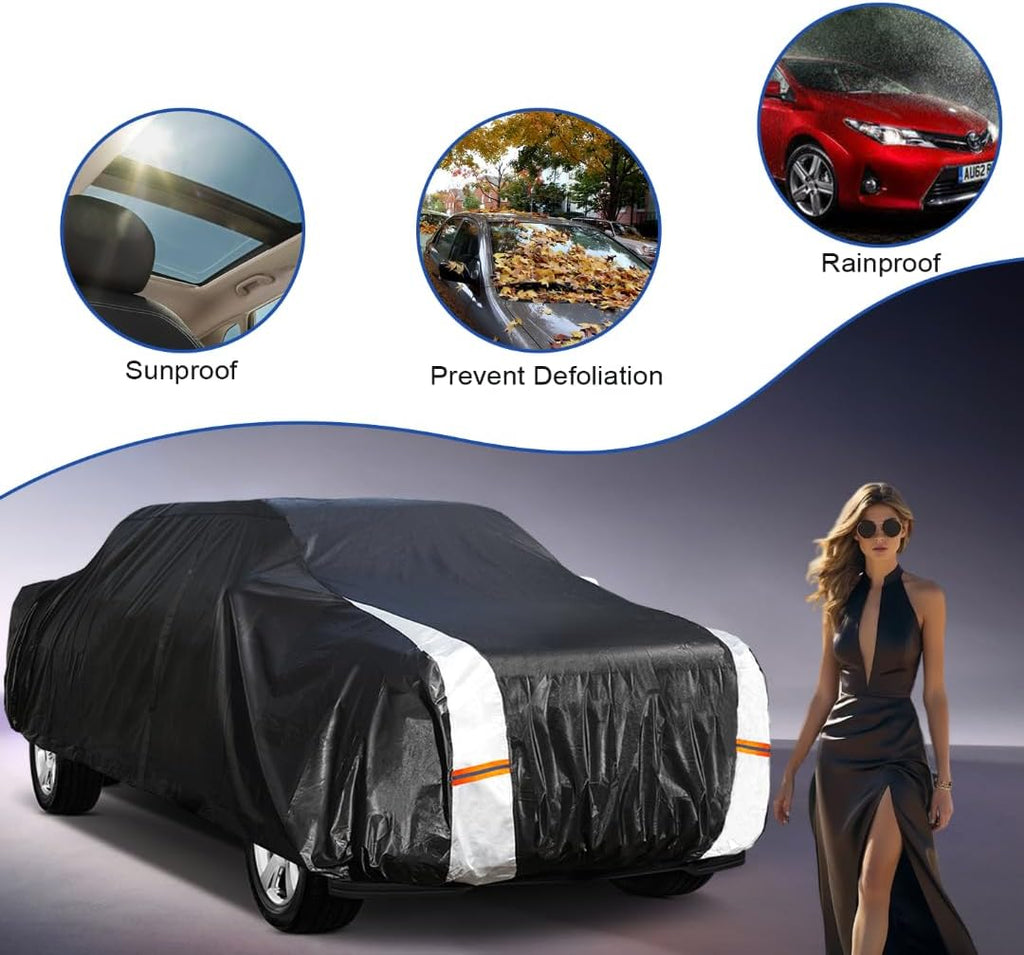 Dodge Ram 1500 Truck Cover Custom Fit 2009-2025 Crew Cab SB (5.75') with Door Zipper, 12 Layers Full Exterior Pickup Truck Cover Waterproof All Weather, for Wind Dust Sun and UV Protection.