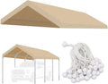 Carport Replacement Canopy Cover for Car Tent Top Garage Shelter Cover Tarp with Ball Bungees (Only Top Cover, Frame Not Include) (Ginger, 10’ x 20‘)