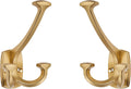 Large Wall Double-Sided Hook 5 Pack Gold Hook Decorative Heavy Duty Solid Large Coat Hooks for Towel Hanging Coats Robe Towel Bags Door Back 2 Prong Hooks