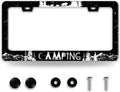 Camping License Plate Frame Forest Mountains License Plate Holder Funny Stainless Steel Accessories Cars Decor with 2 Holes and Screws Fits Standard Us Ca Vehicles License Plate Frames 12.2 X 6 Inch