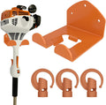 3 Pack Heavy Duty Garage Storage Hooks + 1 Pack Trimmer Rack Compatible with Stihl Kombi Attachments, Garden Power Tool Holder Organizer Hangers for Grass Trimmer, Hedge Trimmer, Garage Wall