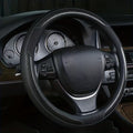 New Leather Car Steering Wheel Cover, Non-Slip Car Wheel Cover Protector Breathable Microfiber Leather Universal Fit for Most Cars(Black)