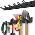 Garage Organization, Garage Wall Organizer with 48 inches Rails and 6 Hooks, Tool Organizers Heavy Duty, Shovel Holder Wall Mount Max Load 360 LBS, Sturdy Garden Tool Rack for Folding Chairs