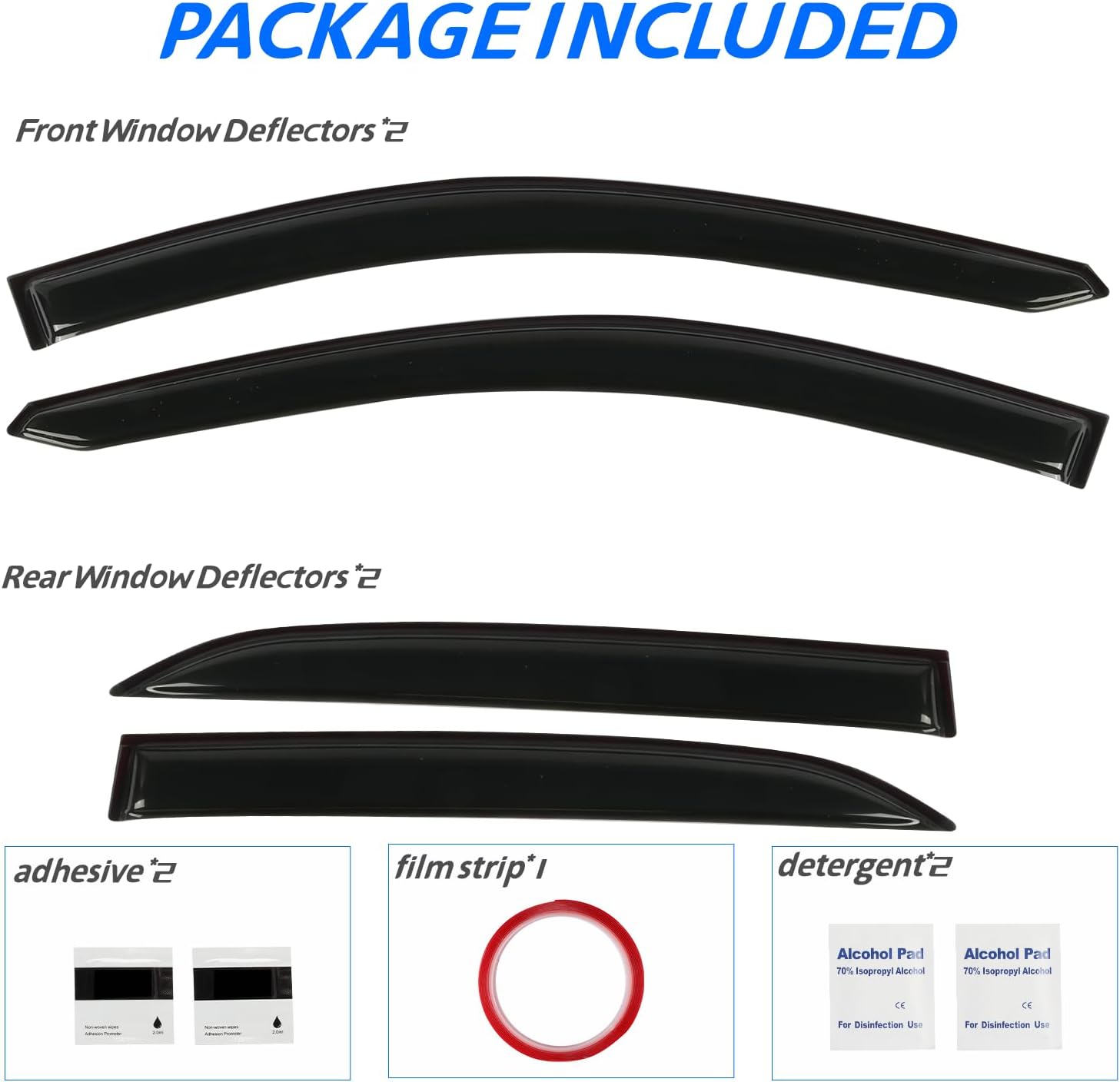Window Rain Guards for 2018-2024 Chevrolet (Chevy) Equinox, Tape-on Window Visor, Outside-Mount Vent Shade Wind Deflector Rain Shield Protector Sun Visor for 18-24 Equinox