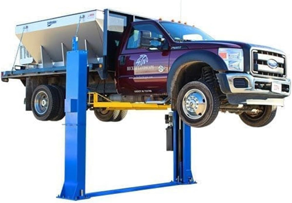 Atlas Automotive Equipment BP12000X 2-Post Commercial Grade Vehicle Lift, Baseplate, Open-top Style, 10’4” Minimum Ceiling Height, 12,000lb Capacity, 3-Stage Symmetric Arms, For Low Ceiling Garage Use