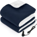 Sealy 12-Volt Heated Car Blanket with 2 USB Output Ports, 3 Heating Levels & 4 Hours Auto Off, Electric Blanket for Car, Truck, SUV, RV or Camping, Machine Washable, 59" X 43", Navy