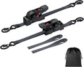 Justech 2 Pack Retractable Ratchet Straps, 1 in x 11.6 ft-1411 lbs Break Strength, Heavy Duty Auto Ratchet Tie Down Straps with Soft Loops & Storage Bag for Motorcycle, Truck, Trailer, Cargo Van, Boat