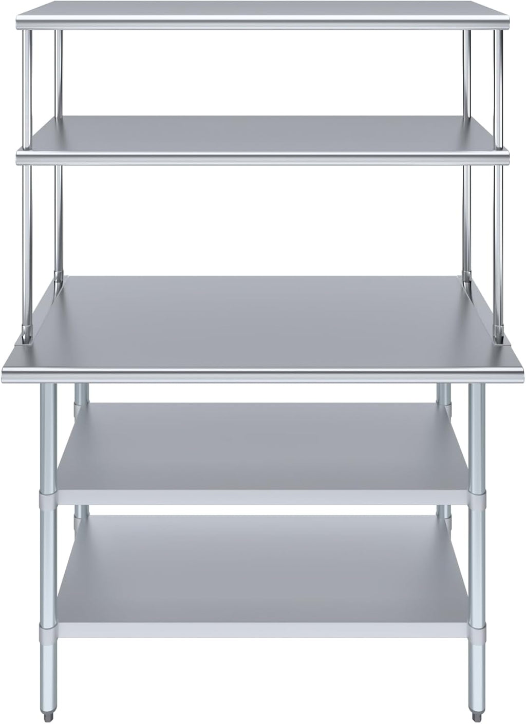 Amgood Stainless Steel Work Table with 2 Shelves | Metal Kitchen Prep Table & Shelving Combo (24" x 48" Table with 2 Shelves + 18" Overshelf)