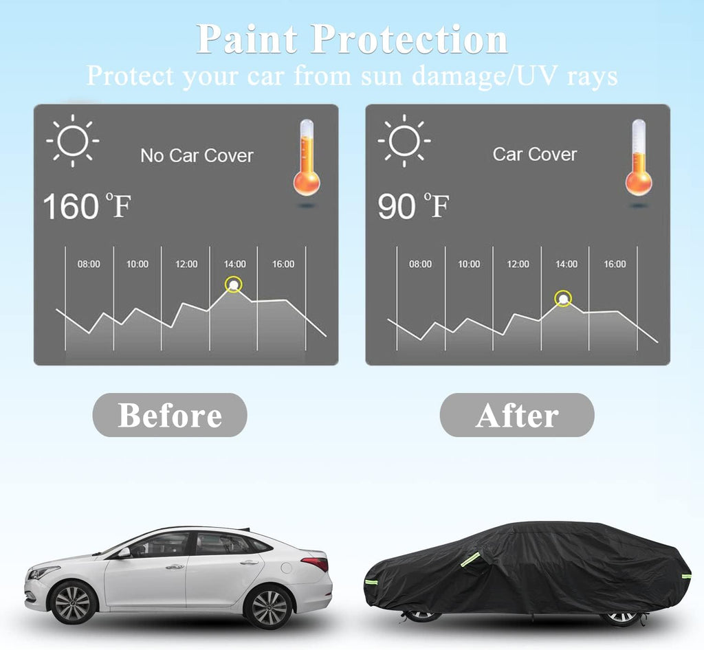Car Cover Custom Fit for Toyota Camry, Waterproof All Weather Full Exterior Cover Rain Snow UV Protection Cover with Door Zipper