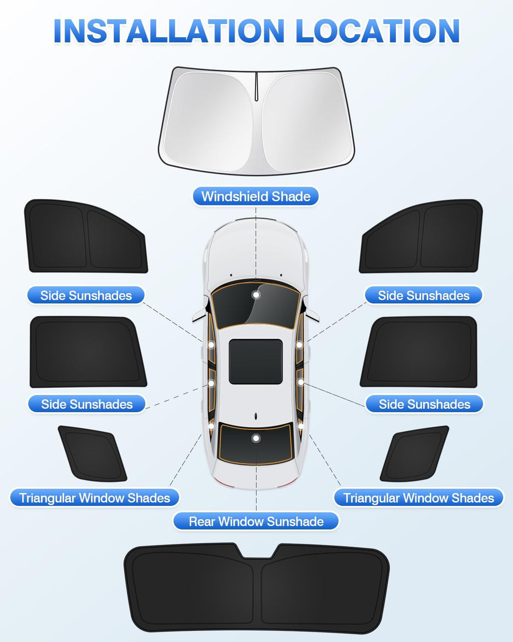 Sunshades for Chevrolet/Chevy Tahoe 2015-2020 Accessories Windshield Sun Shade Side Rear Window Shade Cover Sun Visor Shield Privacy Protection Keep Vehicle Cool Black 8PCS