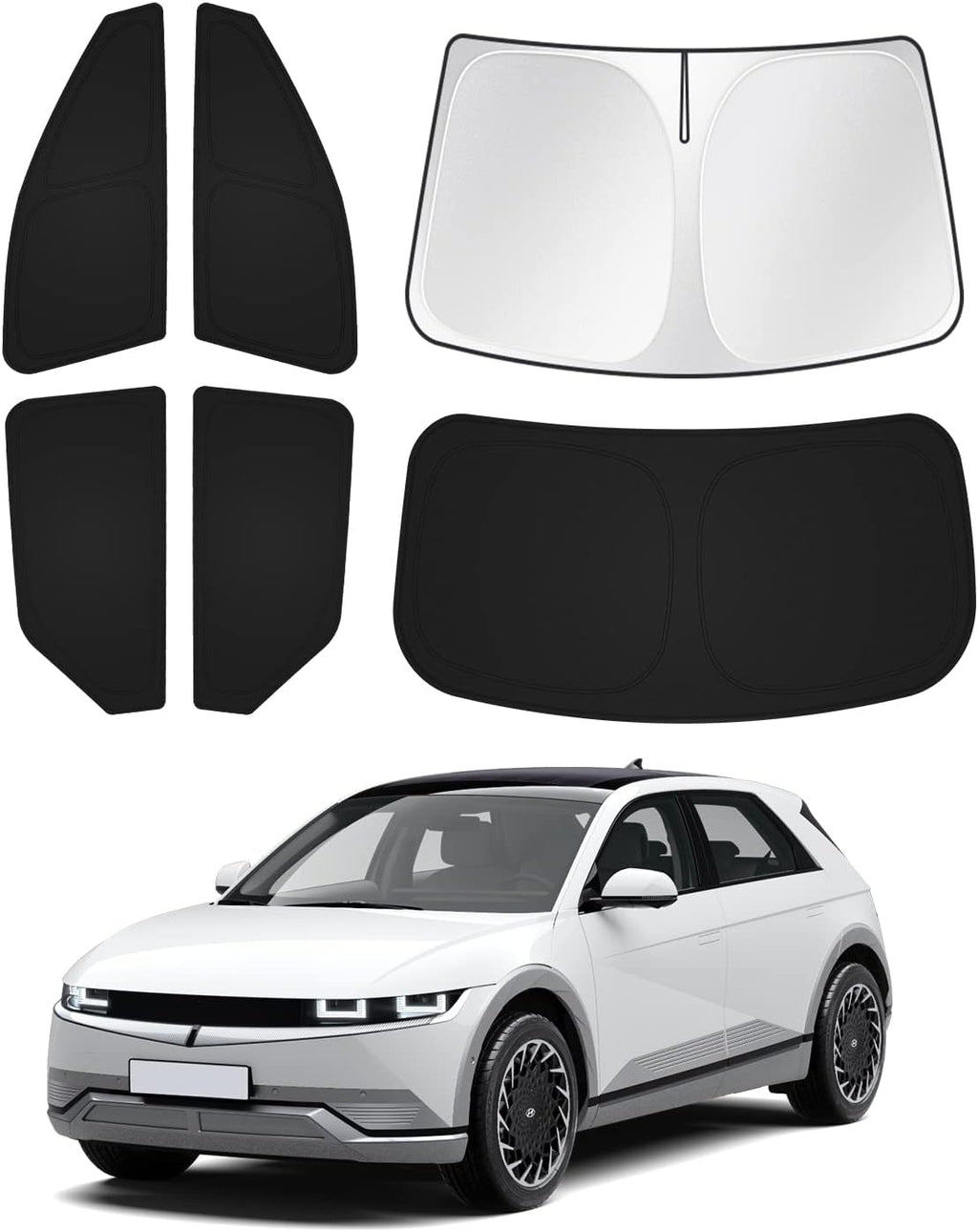 Windshield Sun Shade for Hyundai Ioniq 5 2022-2025 2026 Ioniq 5 Accessories Sunshade Side Rear Window Shade Cover Sun Visor Shield Privacy Protection Keep Vehicle Cool Black 6PCS