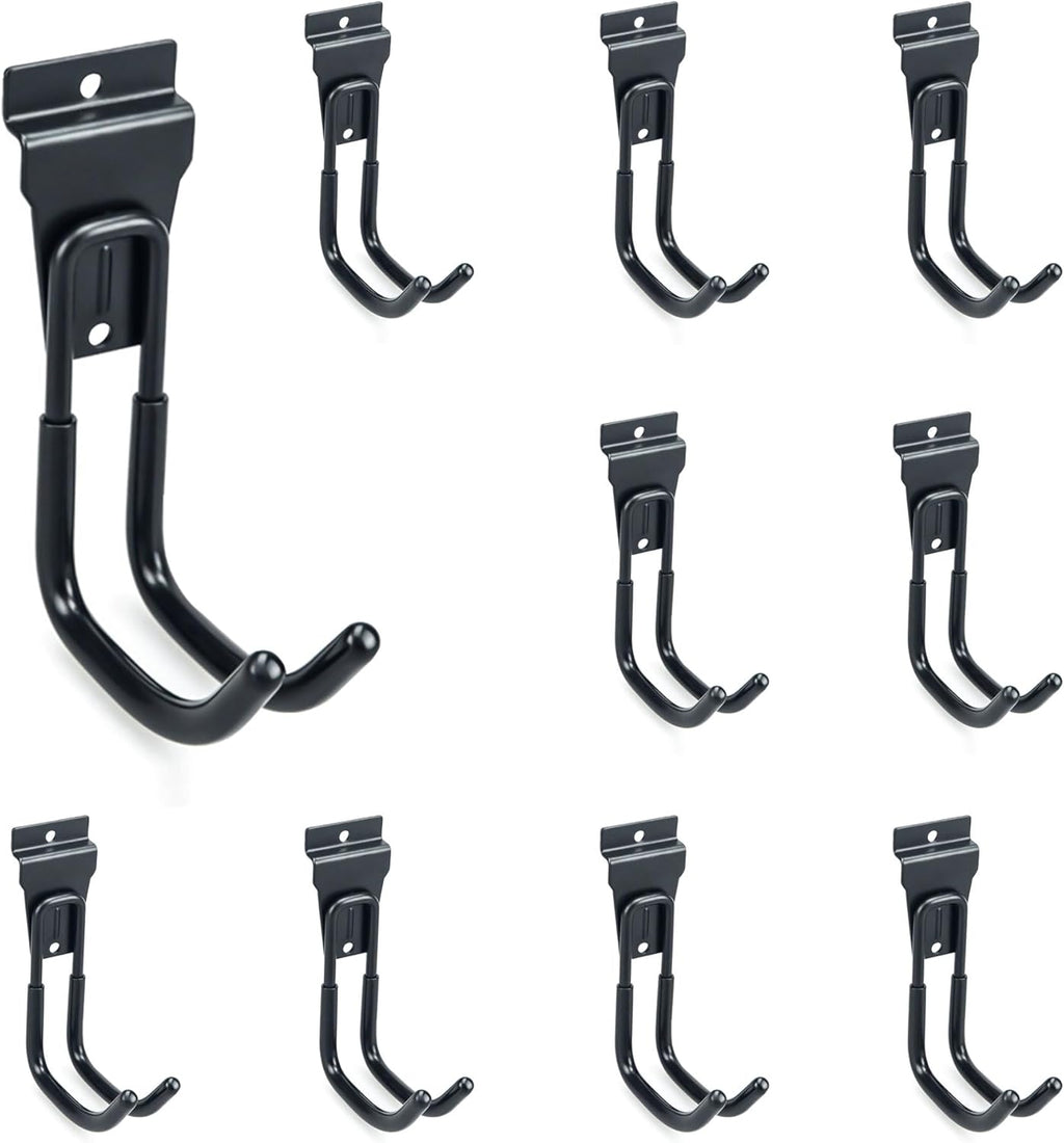 Slatwall Hooks Heavy Duty Slat Wall Accessories Garage Large J Slatwall Hooks Assortment, Slatwall Panel Hooks, Black(10 Pack)