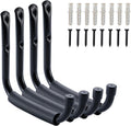 HOME MASTER HARDWARE Heavy Duty 9" Jumbo Arm Garage Wall Hooks 4 Pack – 50Lbs Ladder Hangers, Wall Mount Utility Storage for Bikes, Folding Chairs, Kayaks & Bulk Items