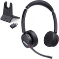 Yealink WH64 Hybrid DECT& Bluetooth Wireless Headset,492ft Range Dual Teams UC Zoom Headphones with DECT Dongle&Charging Stand, 3X Noise Cancelling Mic, 32H Talk Time,Headsets for PC,Phone,Laptop