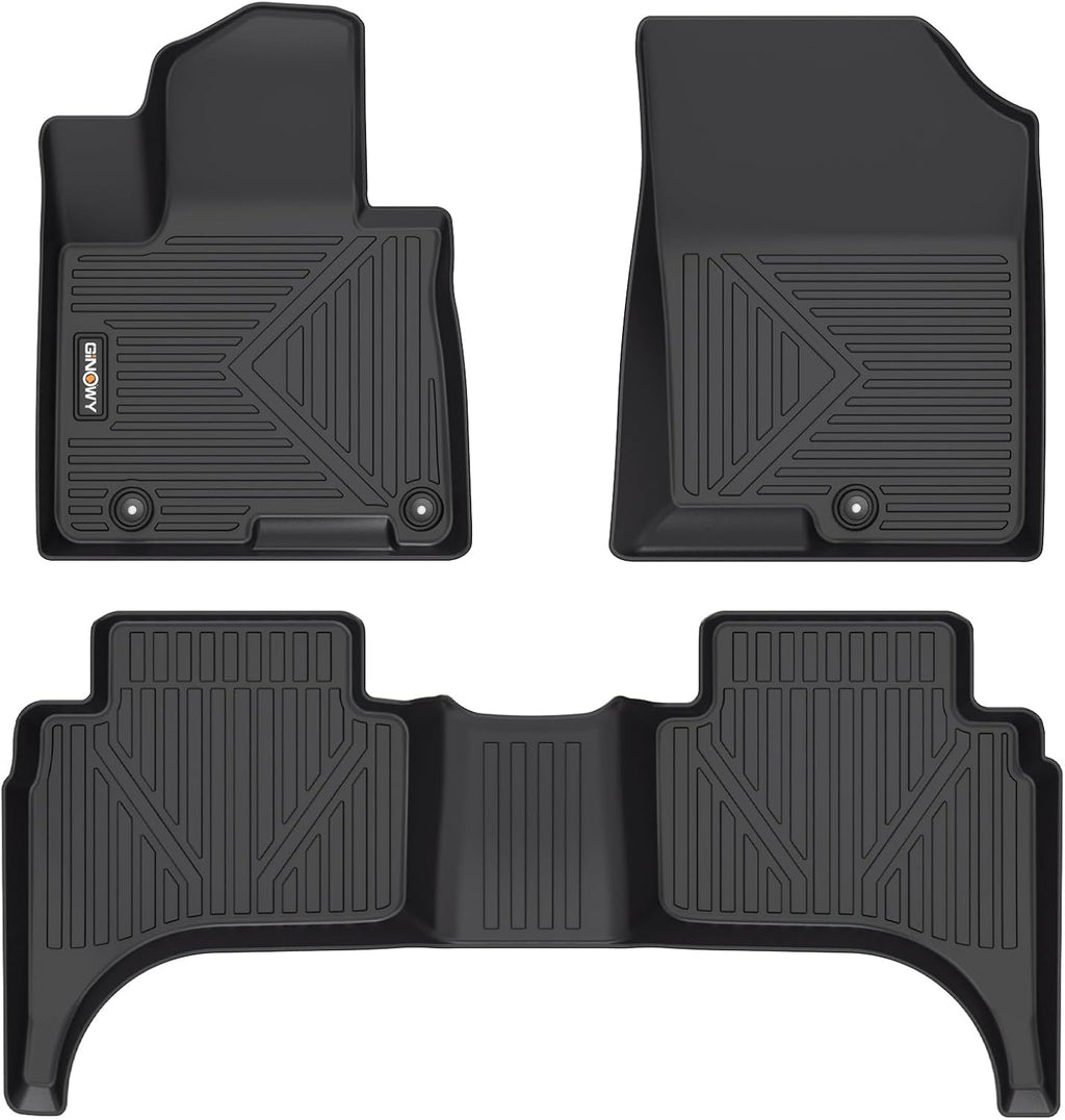 GINOWY-Floor Mats for Hyundai Santa Cruz 2022-2024 2025, TPE All Weather Car Mats Santa Cruz, Custom Fit Floor Liners, Heavy Duty Non-Slip Soft 3D Laser Car Accessories Mats-Black
