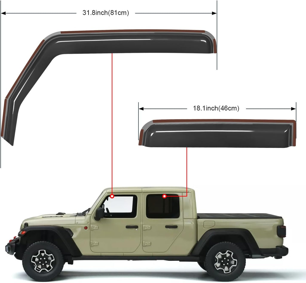Nilight in Channel Rain Guards for Gladiator 2020 2021 2022 2023 Window Deflectors, Vent Window Visors-4PCS