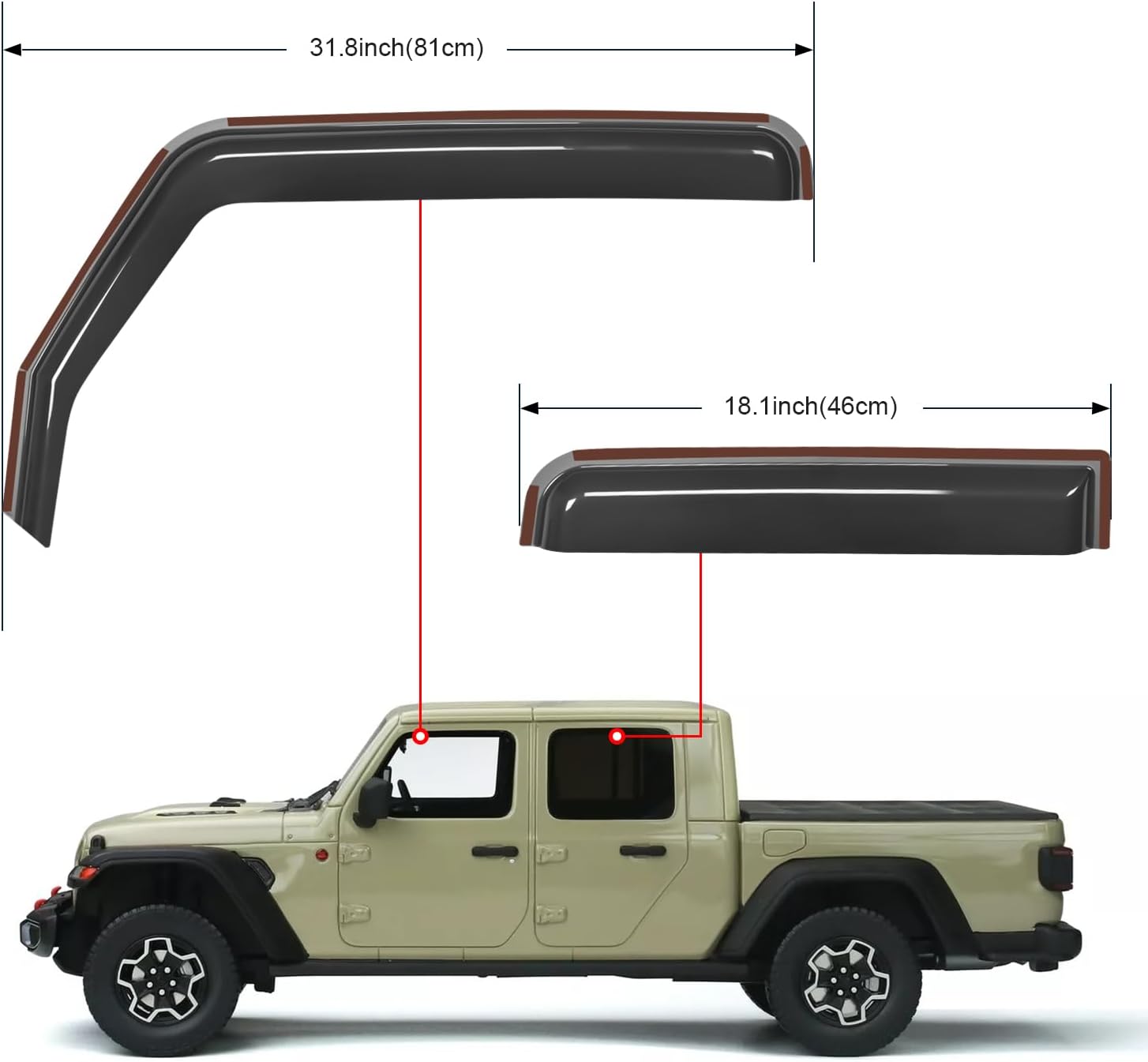 Nilight in Channel Rain Guards for Gladiator 2020 2021 2022 2023 Window Deflectors, Vent Window Visors-4PCS