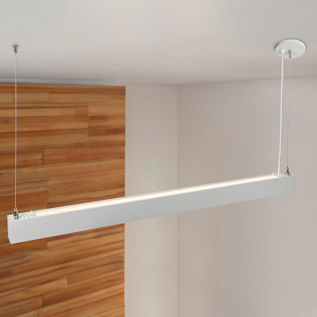 Maxxima 4 ft. LED Linear Light, Up and Down Adjustable Light Output, 3 CCT 3500K/4000K/5000K, Commercial and Residential 36W Suspension Pendant, Ideal for Office, Home, Shop, Garage, School