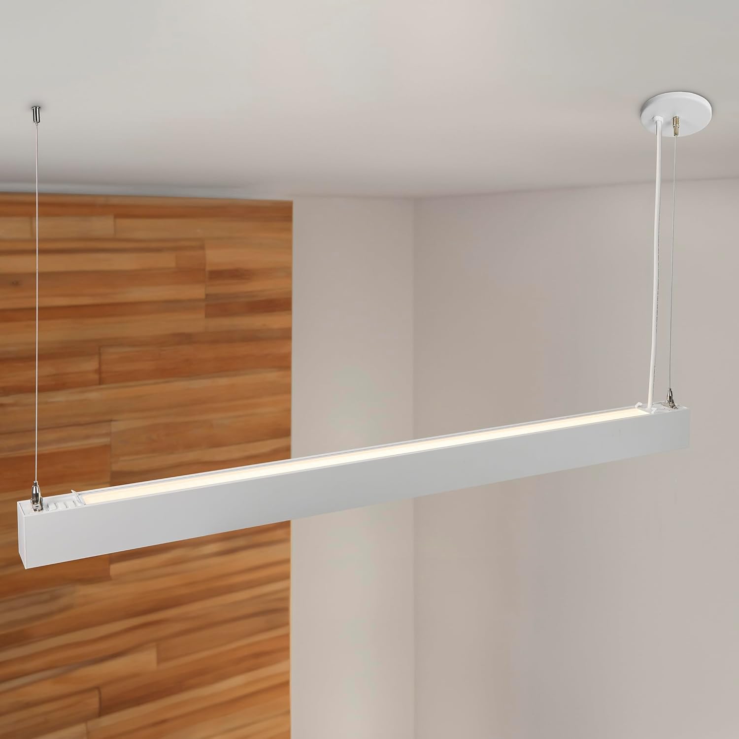 Maxxima 4 ft. LED Linear Light, Up and Down Adjustable Light Output, 3 CCT 3500K/4000K/5000K, Commercial and Residential 36W Suspension Pendant, Ideal for Office, Home, Shop, Garage, School
