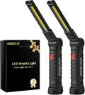 Coquimbo Tool Gifts for Men Dad Him Husband, Rechargeable LED Work Light BBQ Grill Light Accessories with Magnetic Base, 360° Rotate Mechanic Flashlight Stocking Stuffers for Men Adults (2 Pack Black)
