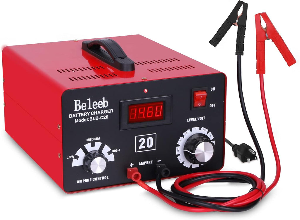 C20 Adjustable Battery Charger 12V 24V 36V 48V, 12A Pulses of High-Voltage Battery Desulfator Maintainer with Smart Chip for Lead-Acid LiFePO4 Lithium Batteries BLB-C20