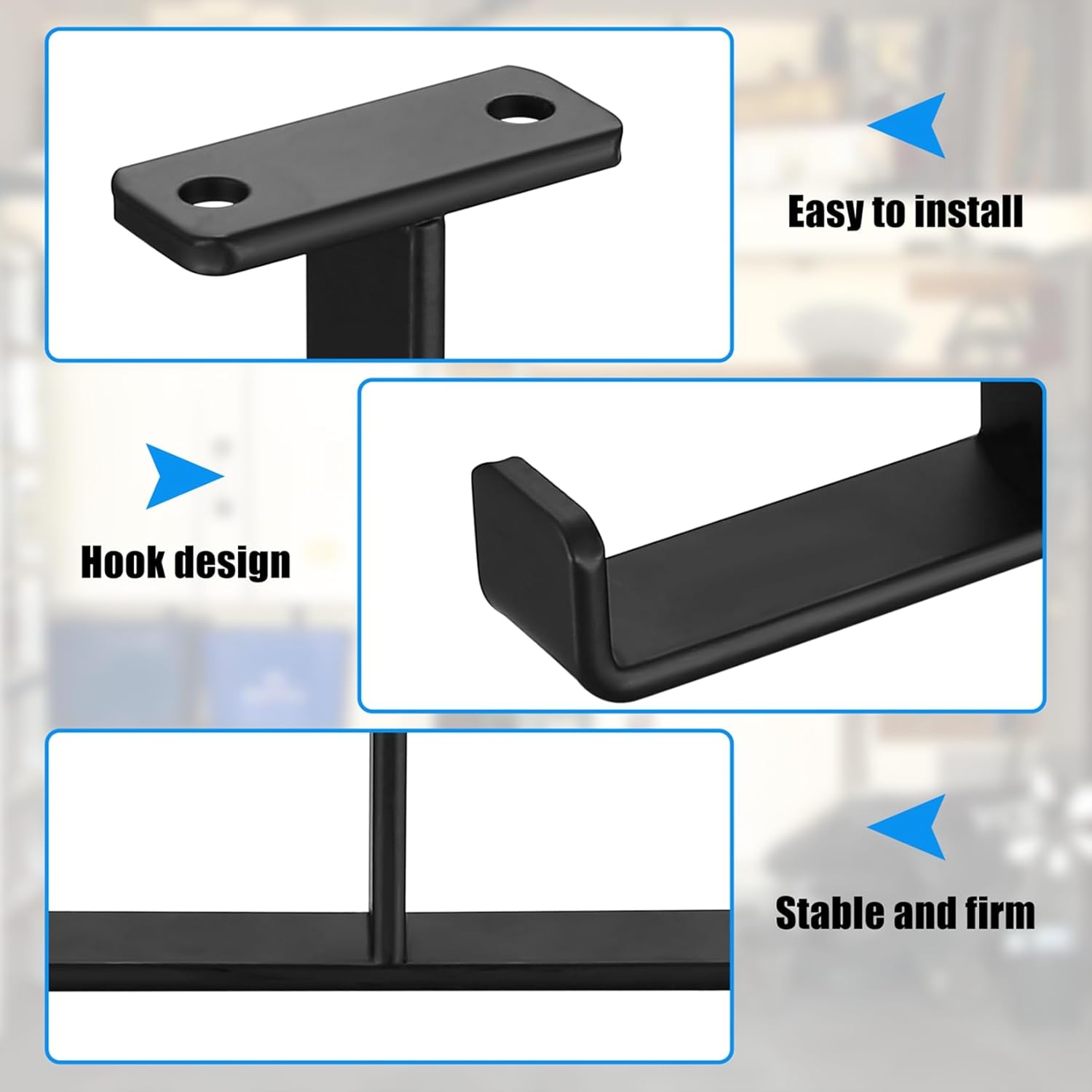 2 Pcs Overhead Garage Storage Hooks Racks, Heavy Duty Garage Bike Hooks for Ceiling Mounted, Utility Hook, Ladder Hanger for Hanging Tools Lumber Hose Pipe Bulky Items