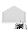 Door Panels with Zippers Tarp for Metal Carport 13x26 Ft, 13x21 Ft, and 13x16 Ft, 2 Pcs Door Panel with 32 Ball Bungees, White & Black