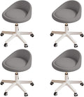 Rolling Stool Set of 4 Rolling Hydraulic Salon Stool with Low Backrest - Adjustable Swivel Chair for SPA, Shop, Salon, Massage, or Medical Office Dark Grey