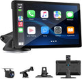 Wireless Carplay Screen for Car with 4K Dash Cam, 9" Portable Carplay & Android Auto, Car Touchscreen with 1080p Backup Camera, GPS Navigation/Voice Control/BT/Mirror Link/FM