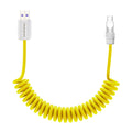 chubbycable Curly Chubby - Retractable Fast Charging Cable 240W Coiled Charger Cord for Car Durable USB-C Cable for Phones, Tablets and More, Yellow, USB-A to Type-C, 1.3FT-2.3FT