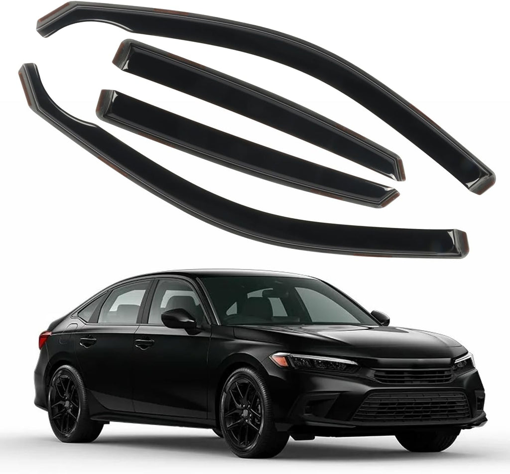 4pcs in-Channel Rain Guards Fit for 2022 2023 2024 Honda Civic Hatchback，Smoke Tinted Window Visors Sun Shields, Wind Deflector, Durable Vent Visors Shade