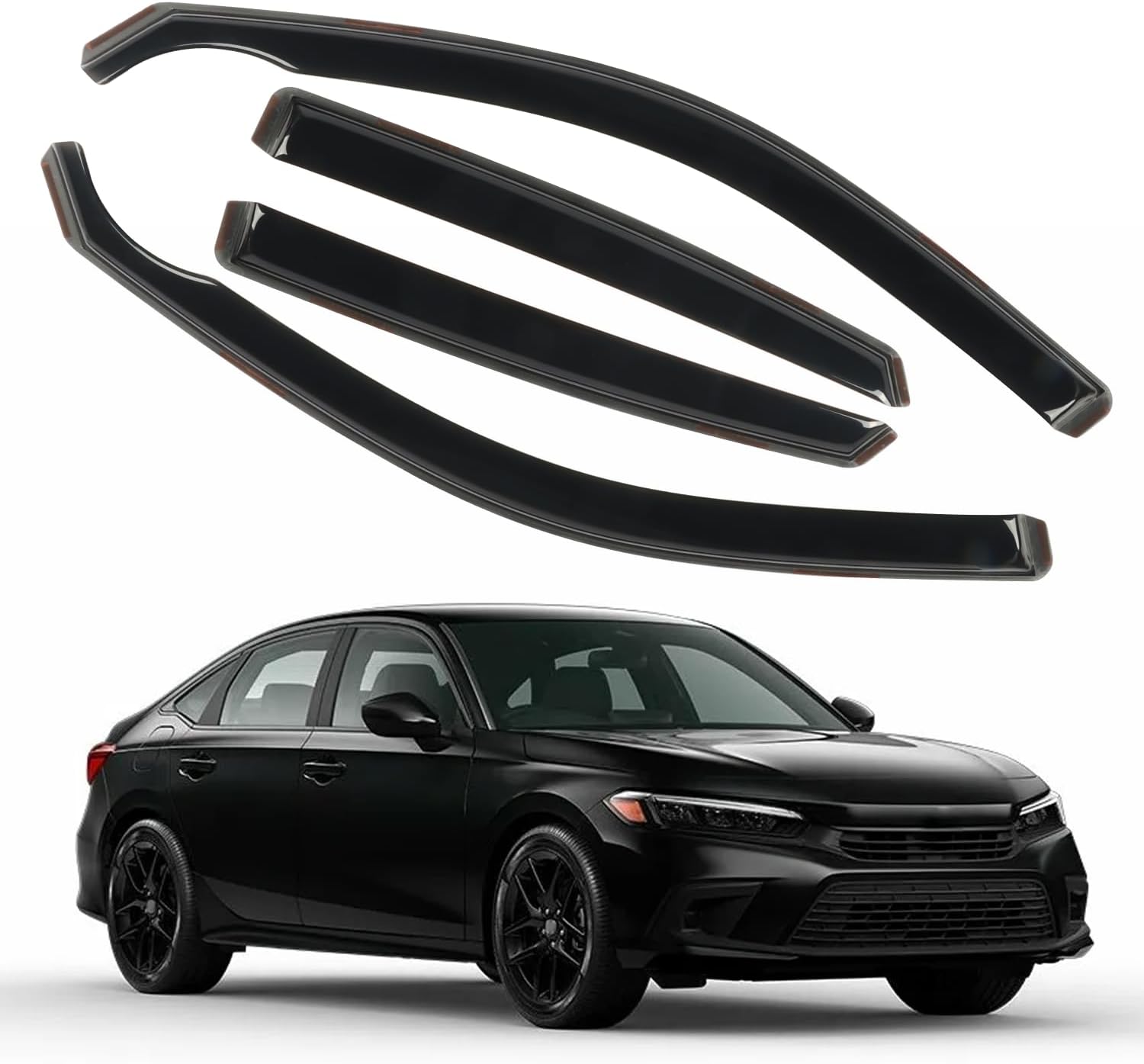 4pcs in-Channel Rain Guards Fit for 2022 2023 2024 Honda Civic Hatchback，Smoke Tinted Window Visors Sun Shields, Wind Deflector, Durable Vent Visors Shade