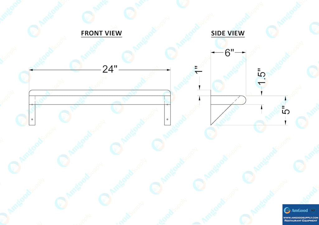 AmGood 24" Long X 6" Deep Stainless Steel Wall Shelf | NSF Certified | Appliance & Equipment Metal Shelving | Kitchen, Restaurant, Garage, Laundry, Utility Room