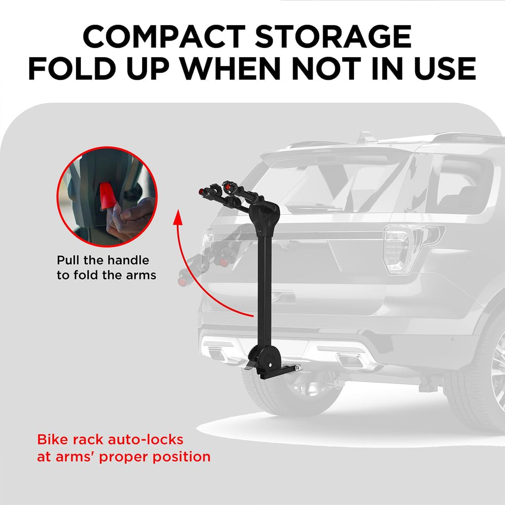 Rockland Foldable 2-Bike Rack, 80 lbs Capacity, Hitch Mount Bike Rack with Adjustable Pedal, Bike Carrier Rack for 1.25" and 2" Receiver for Cars SUVs Vans RVs