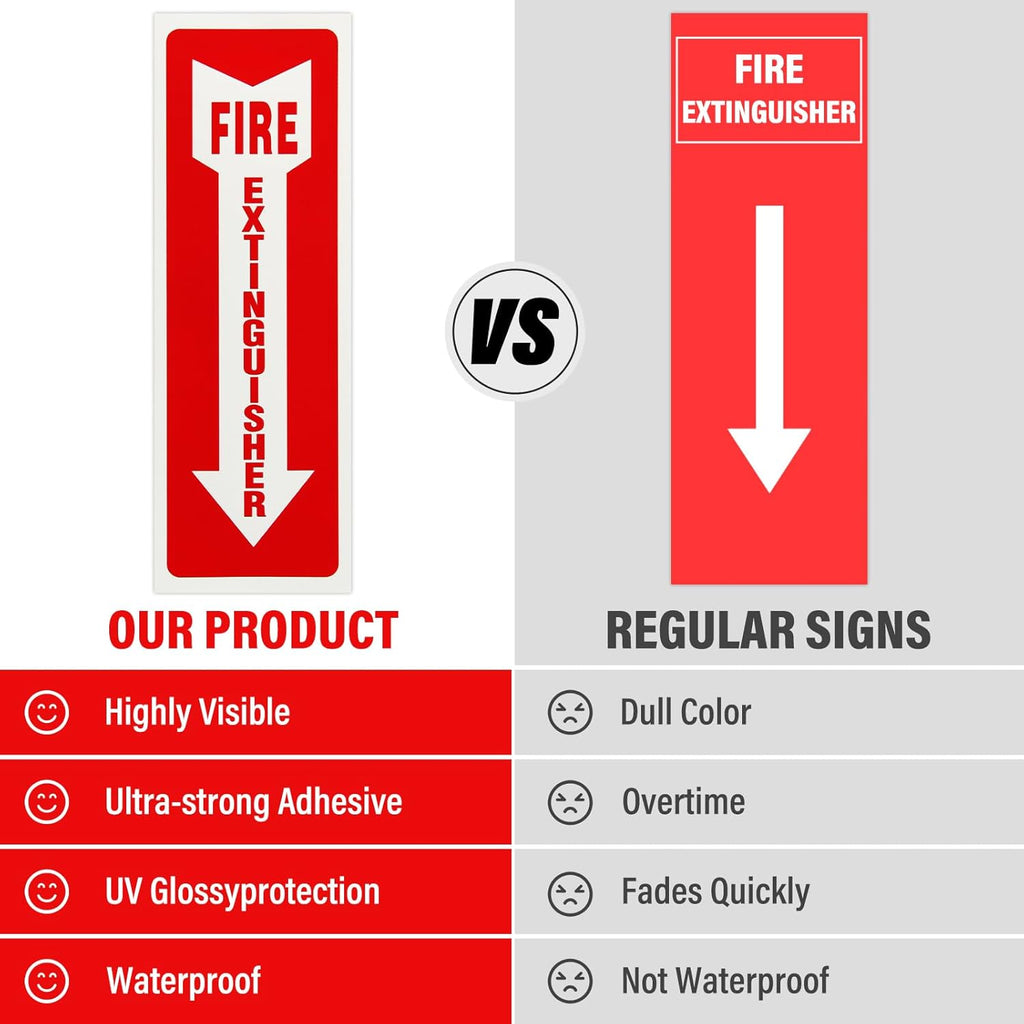 Madrigal Fire Extinguisher Glow in the Dark Sticker Sign,fire extinguisher sign,4Pack-4x12"Premium Self-Adhesive Vinyl for UV, Weather, Scratch, Water and Fade Resistance, Indoor and Outdoor