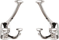 Large Wall Double-Sided Hook 5 Pack Polished Nickel Hook Decorative Heavy Duty Solid Large Coat Hooks for Towel Hanging Coats Robe Towel Bags Door Back 2 Prong Hooks