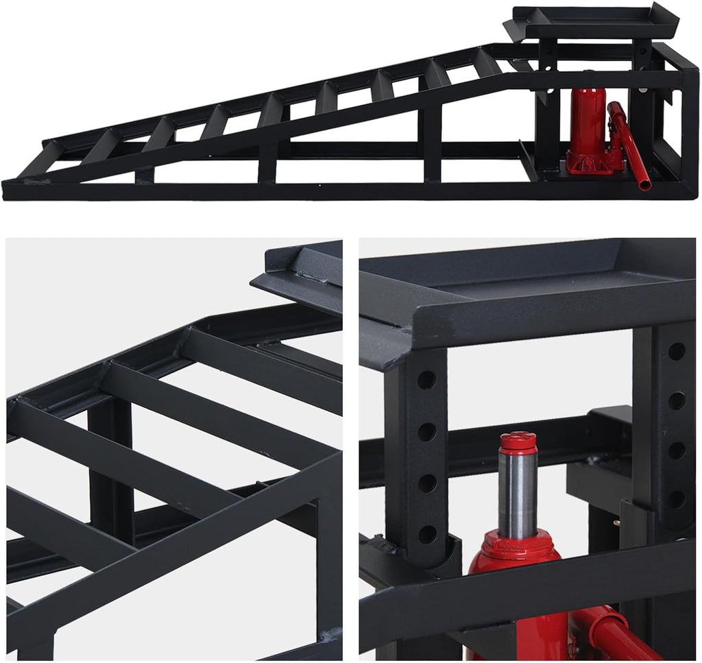 Hydraulic Car Ramps 11000lbs Low Profile Car Lift Service Ramps Truck Trailer Garage,Height Vehicle 2-PCS Black
