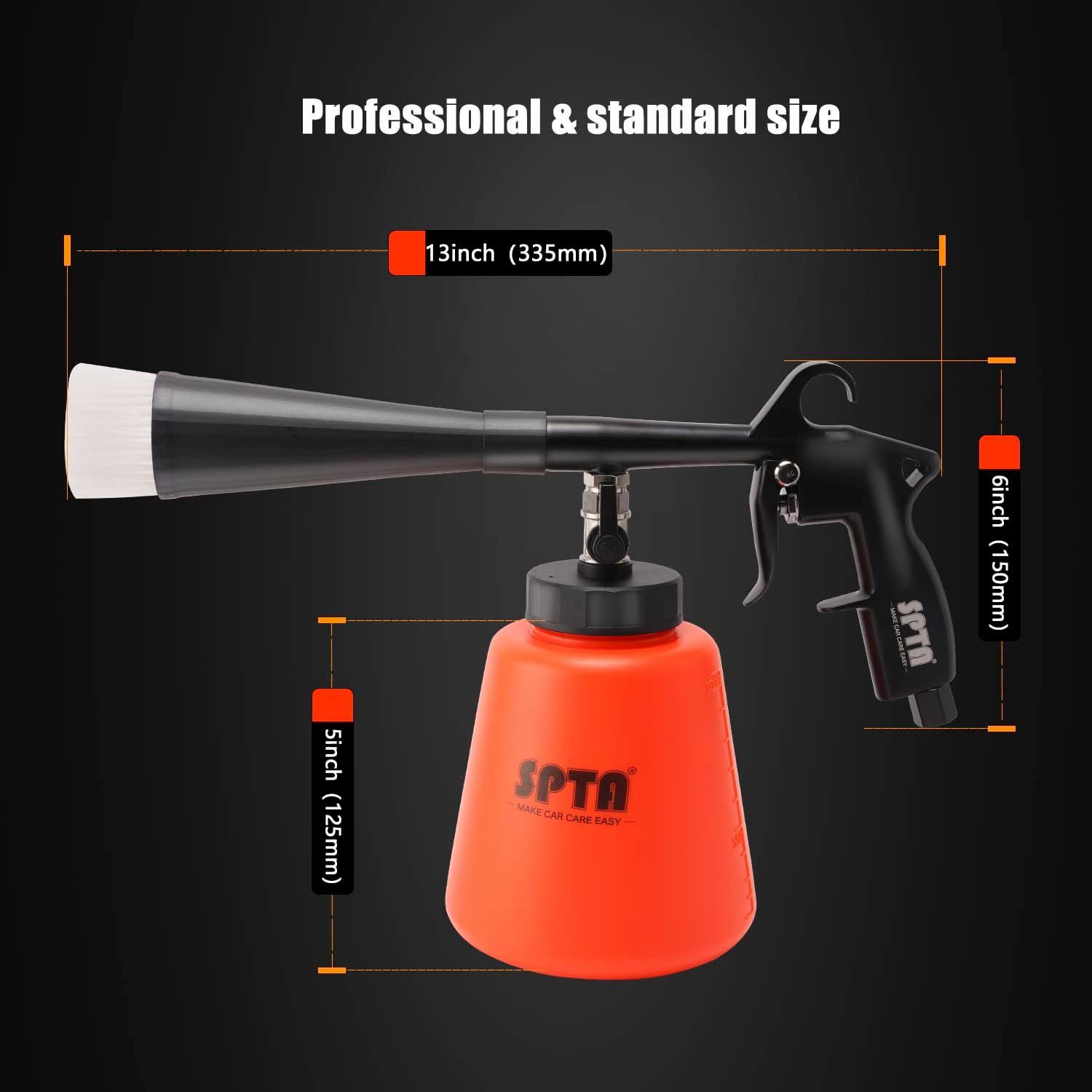 SPTA High Pressure Car Cleaning Gun, Cleaning Gun, Car Interior Washing Kit, Detailing Wash Gun with Metal Spinner for Seat Carpet Roof Dashboard, Essential Car Detailing Kit, 1L Bottle