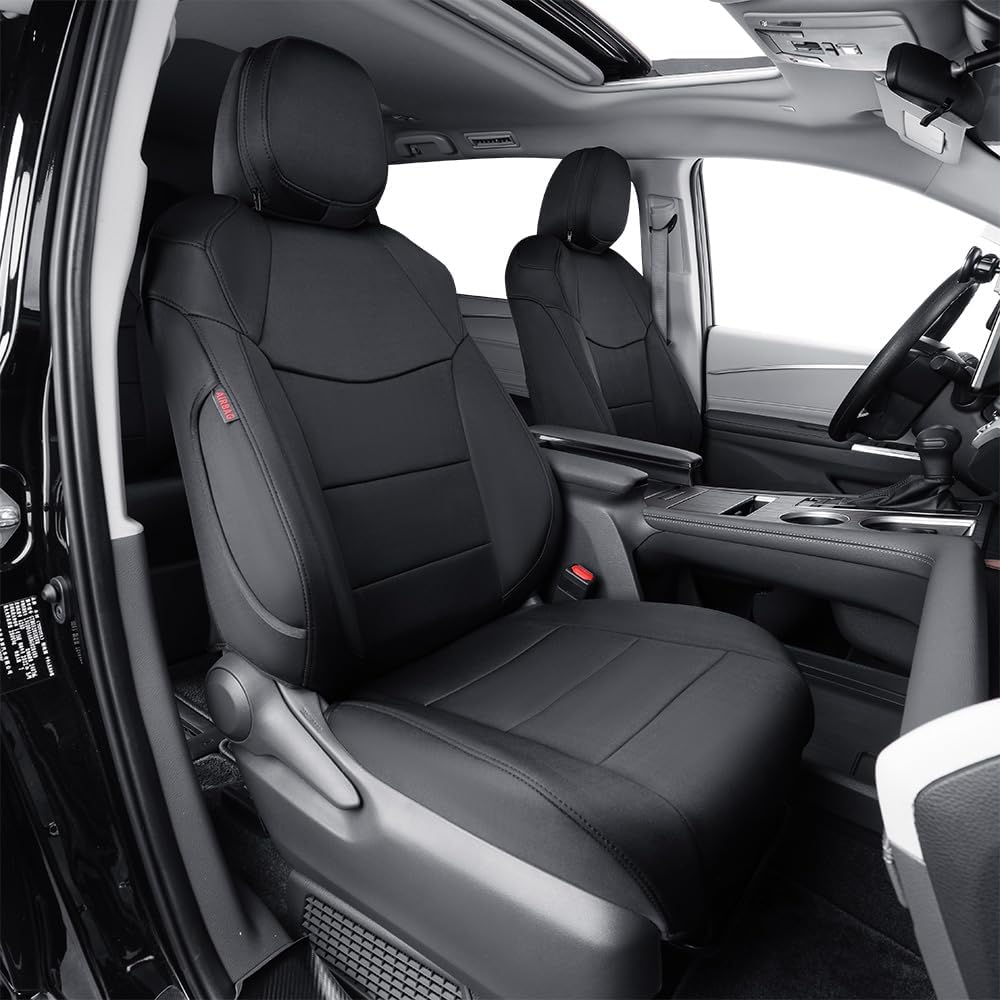 EKR Sienna Seat Covers for 2021-2025 Toyota Sienna Limited,Platinum,2nd Row Captain Chairs with Legrest 7 Seats,Automotive Seat Covers,Car Seat Cover Full Set,Neoprene (Black)