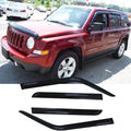 94359 Side Window Wind Deflector,4pc Outside Mount Style Nice Sun Rain Guards Set,Dark Smoke Window Visor fit for 2007-2018 Jeep Patriot