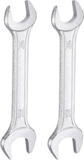HARFINGTON 2pcs Double Open End Wrench 14mm x 15mm Metric 15 Degree Offset Angle Small Flat Head Wrench Galvanizing Open Ended Spanner for Automotive Repair Furniture Assembly